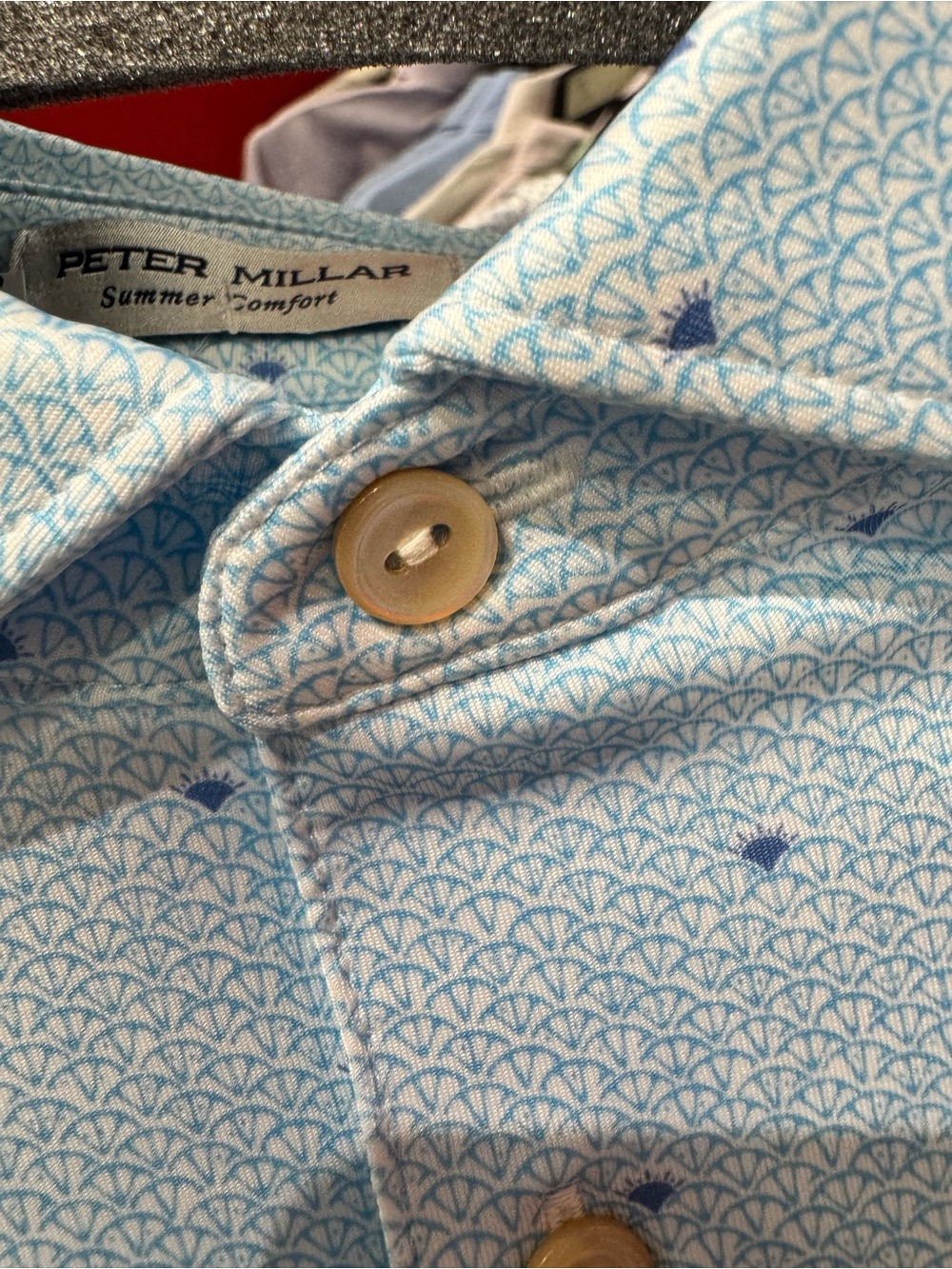 NWT Peter Millar Light Blue Patterned Polo Shirt